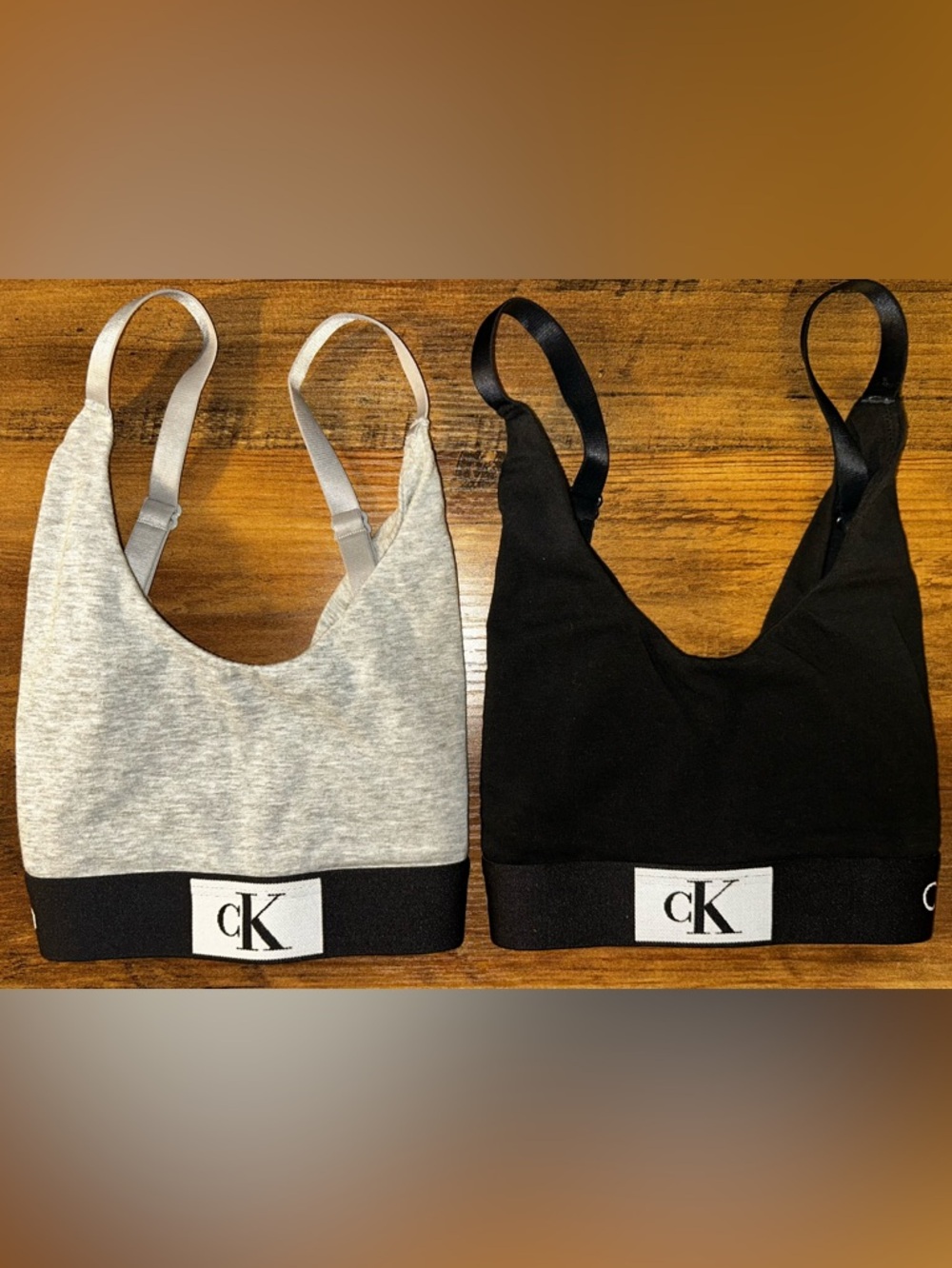 Calvin Klein (Set of 2) Black & Gray Bralette with Logo Band Detail